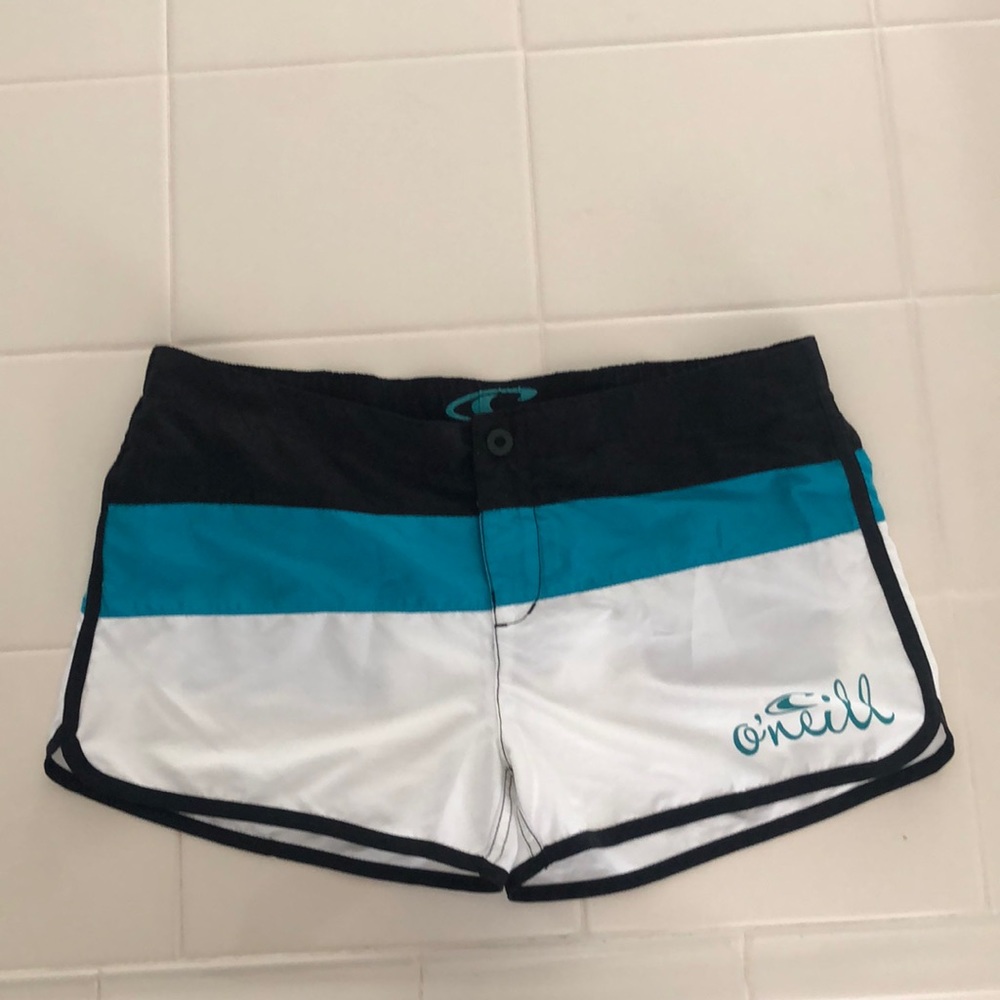 O'Neill Women's Colorblock Teal White Black Swim Shorts